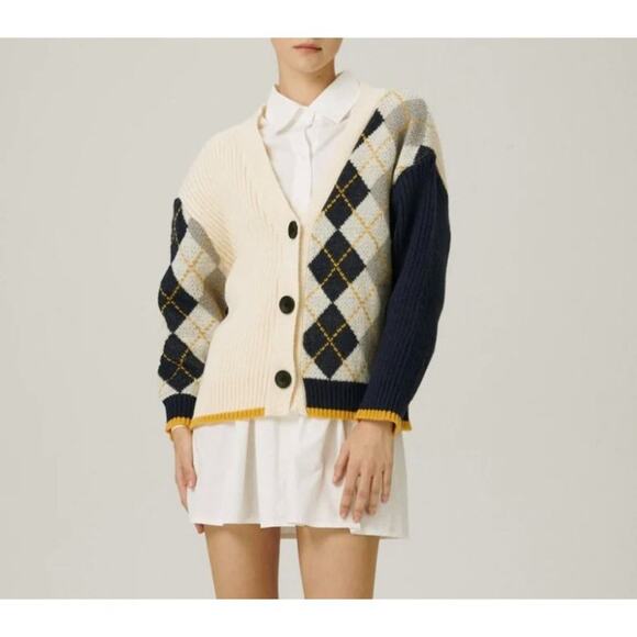 Storets - Poppy Block Cardigan in Black & Ivory - Picture 2 of 5